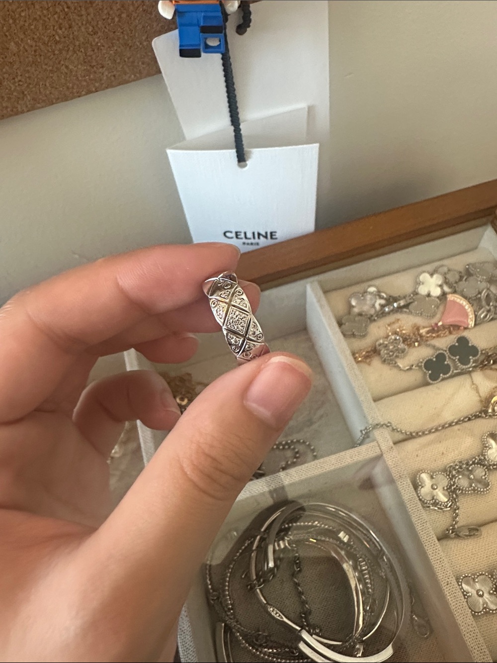 Silver Quilted-Pattern Band Ring - Picture 2 of 3